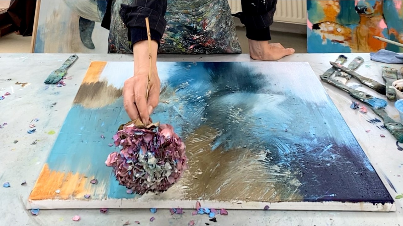Intuitiv abstrakt malen | Natur-Tools, Blau & Struktur (Anfänger)