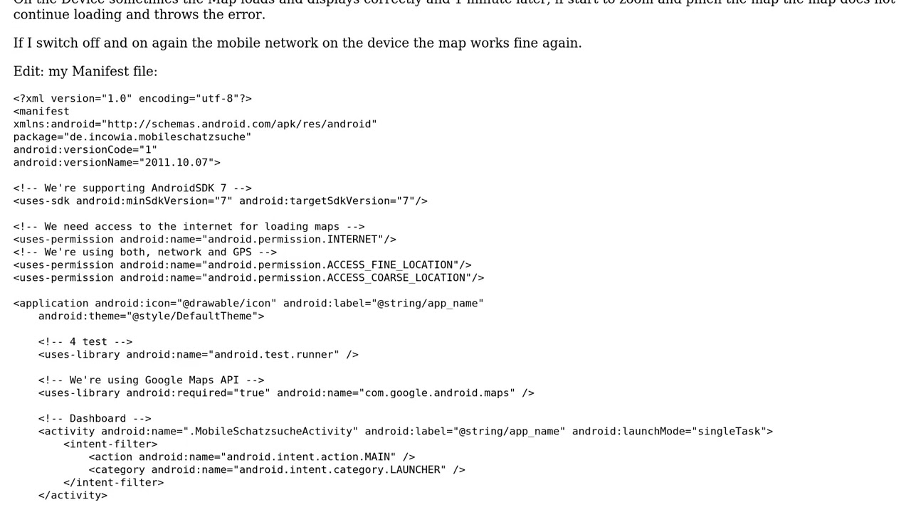 MapView: Couldn't get connection factory client