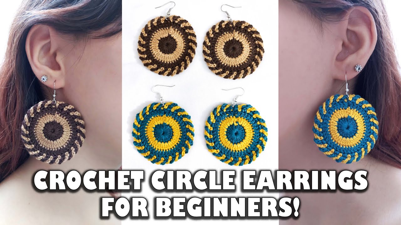 Crochet Circle Earrings For Beginners-Step by Step Tutorial (+ENG SUB)!⭕