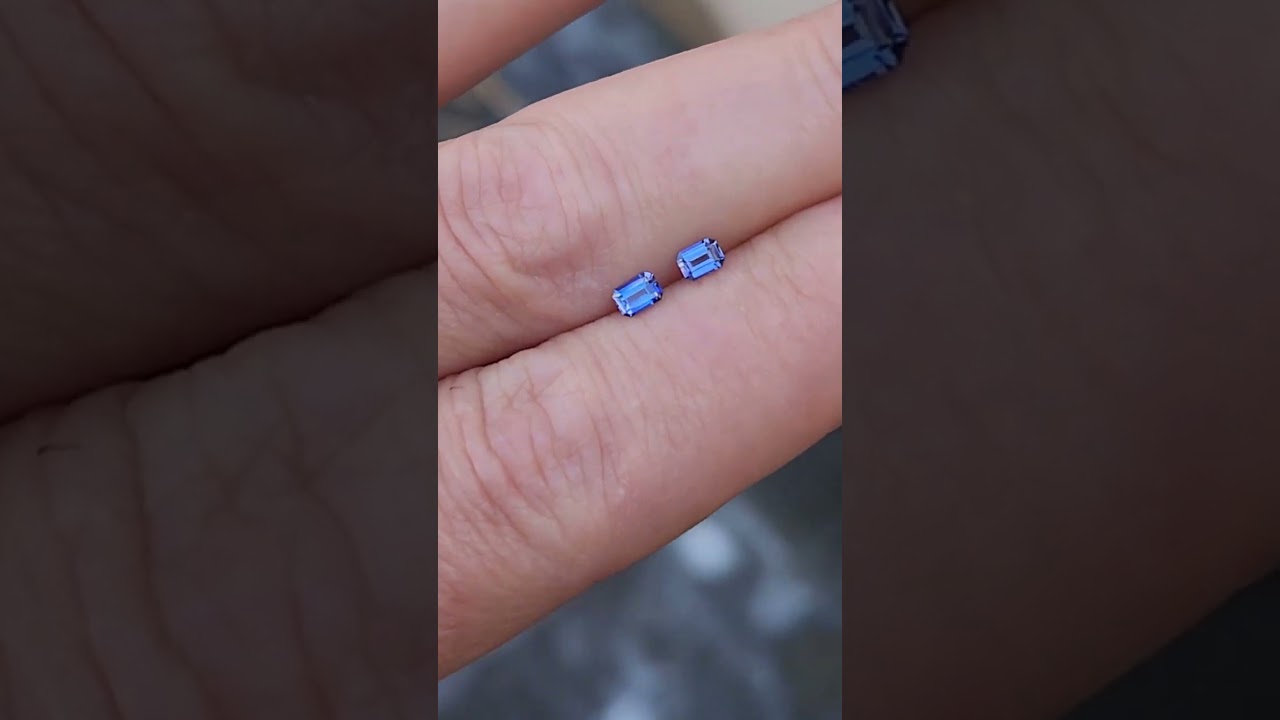 Benitoite Emerald cut pair