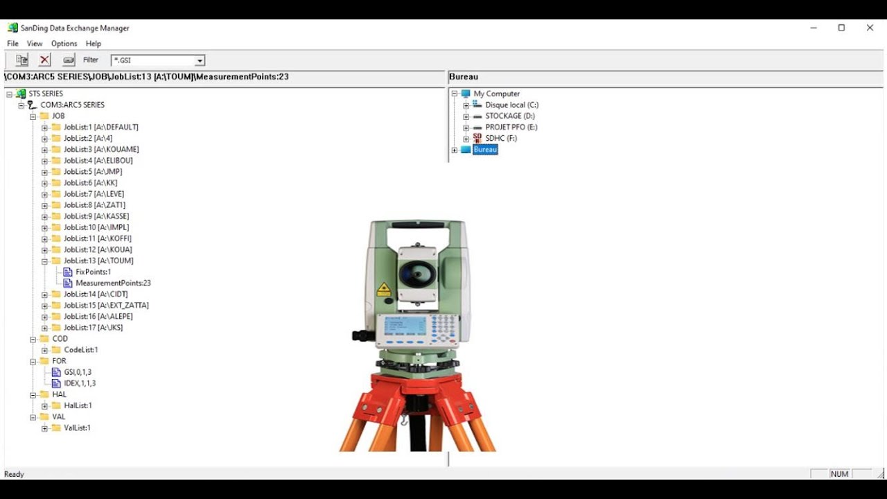 COMMENT EXPORTER DES DONNEES TOPO DE LA STATION TOTALE SANDING