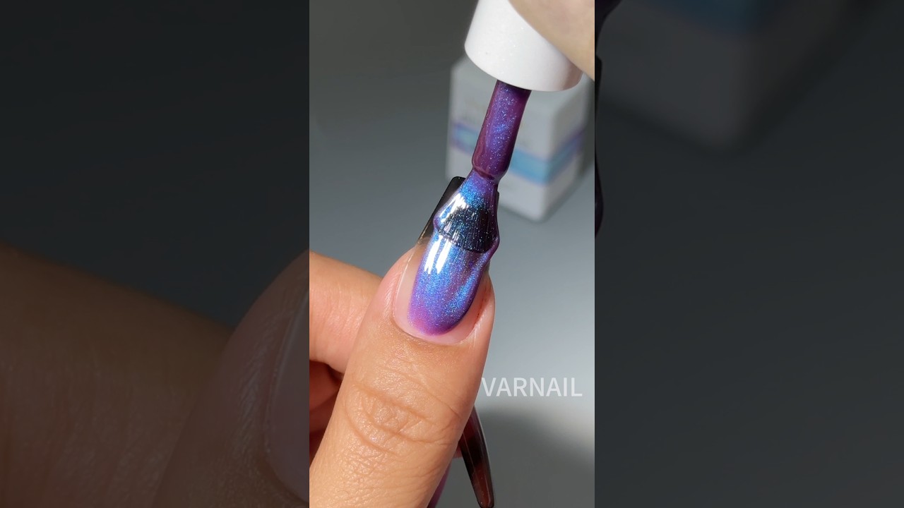 Part 1 ✨🫐 Special Dual-Color Cat Eye Gel! CEFP06 Blueberry #nails #nailgelart #varnail