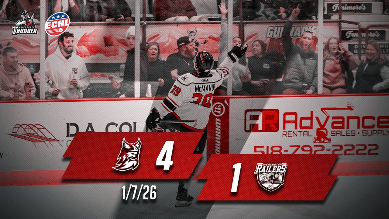 1/7/26 Highlights Worcester Railers 1 - Adirondack Thunder 4