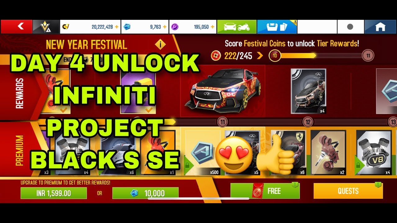 Asphalt 8, Day 4 Full, Unlock Infiniti Project Black S SE, New Year Festival Check Out 😍