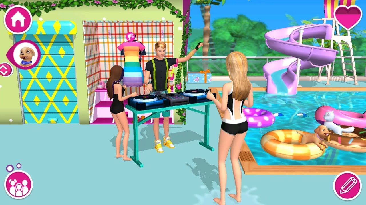 Barbie Dreamhouse Adventures - Barbie House Pool Party - Chelsea, Ken DJ Concert - Games For Girls