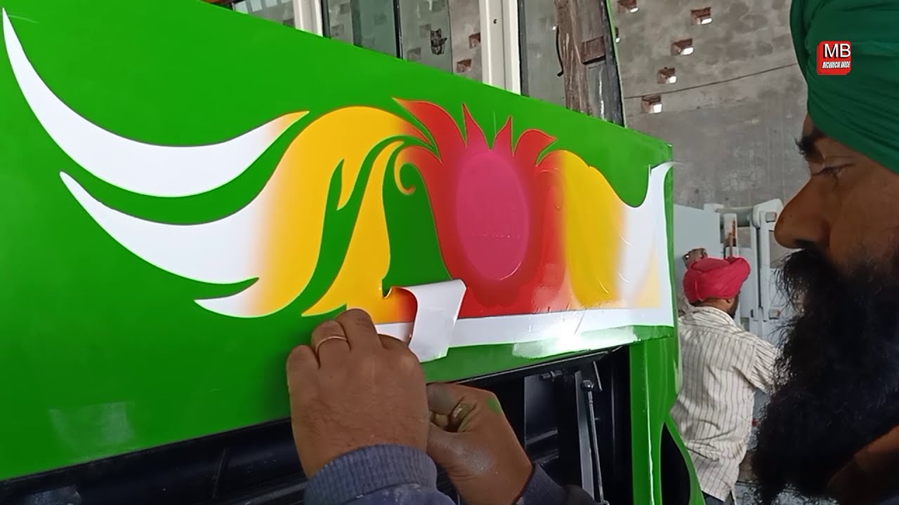How to make 3D paint Design on bus front ! Bus pe design kaise dale ! Rania bus body builder Moga