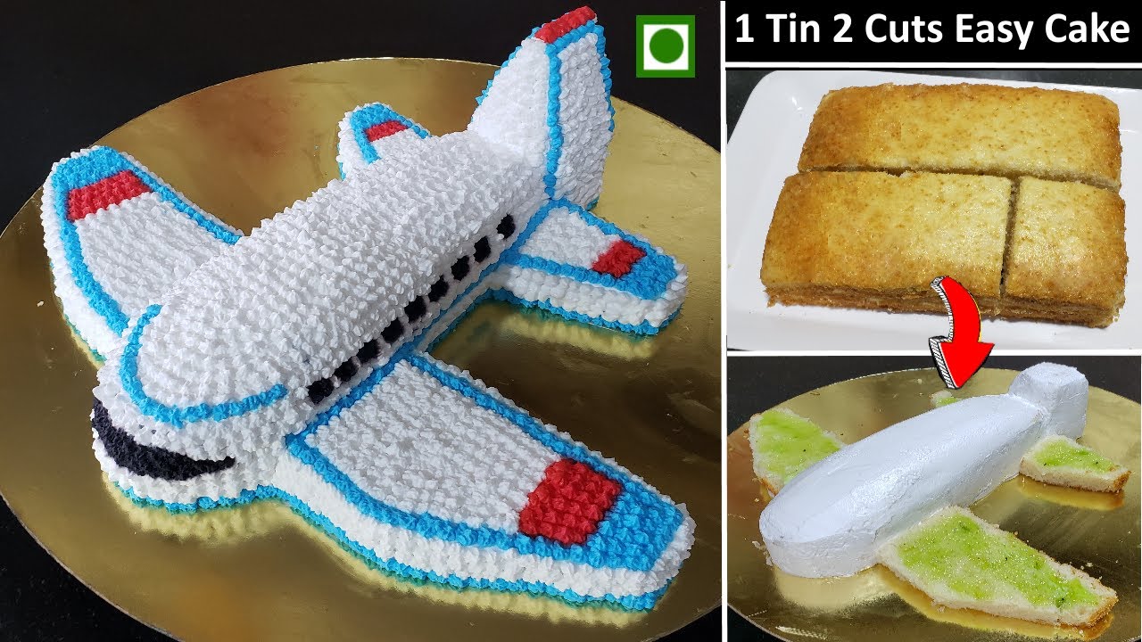 एक डिब्बे में बस दो कट से बनाये ऐरोप्लाने केक आसानी से | Easy Eggless Aeroplane Cake | Airplane cake