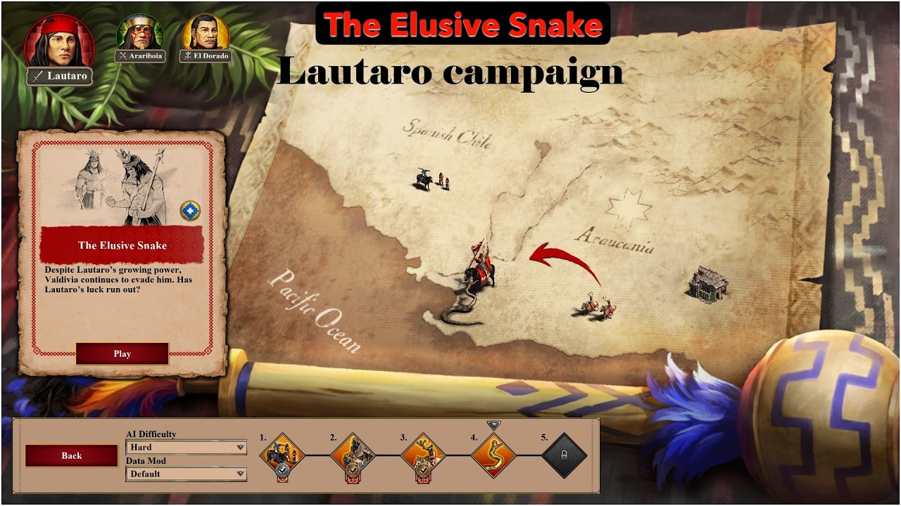 The Elusive Snakel| Lautaro | The Last Chieftains DLC | Age of Empires II DE |hard
