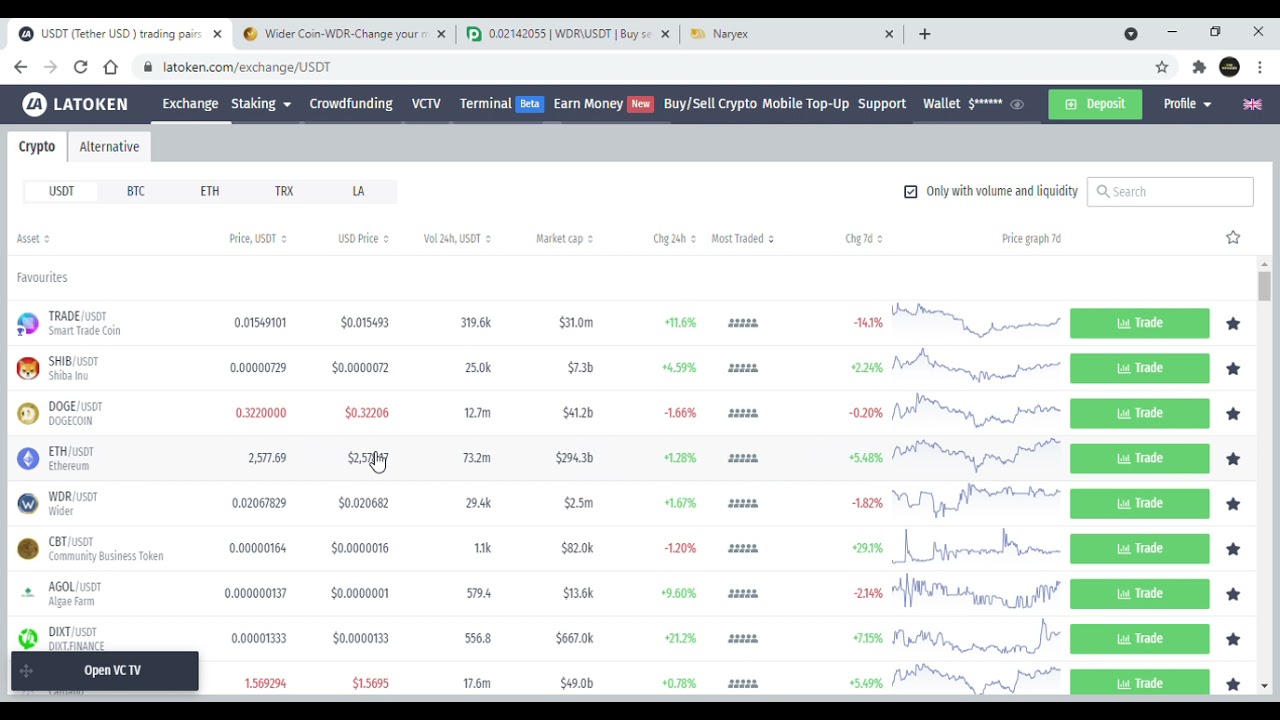 How to buy a package for Widercoin using Latoken exchange