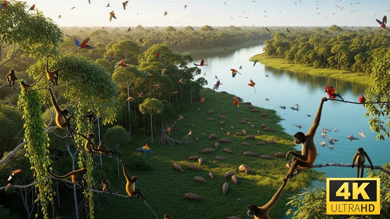 Relaxing Walk in the Amazon: Emerald Canopy | Spider Monkeys & Tanager Chorus