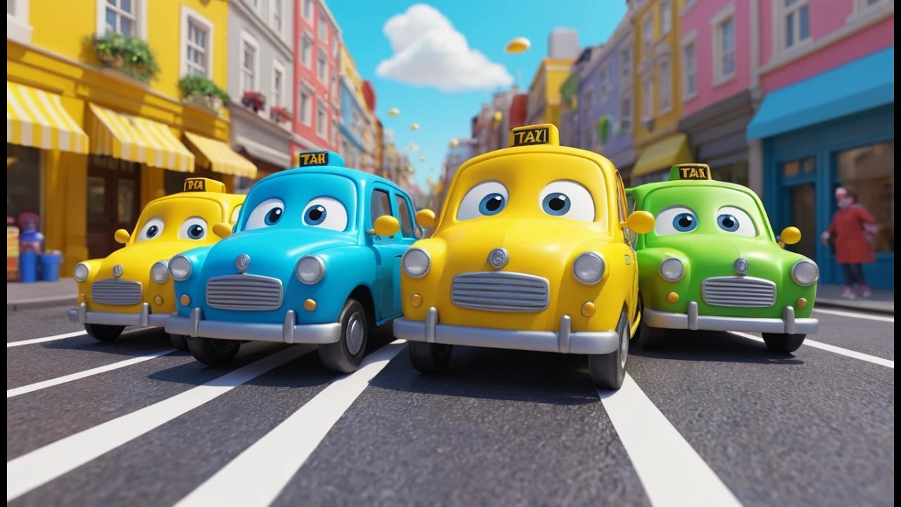 Three Little Toy Taxis Honk Honk Honk | City Traffic & Counting Song for Kids