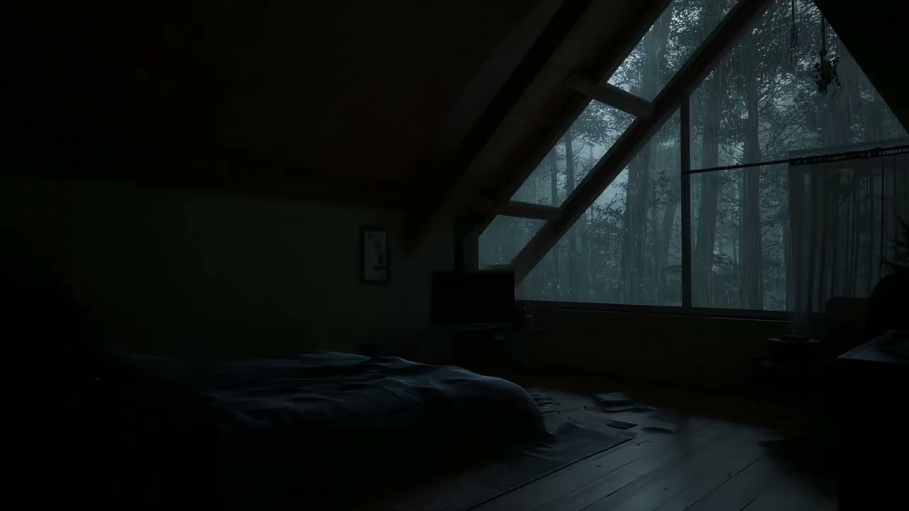 Gentle Rain & Crackling Fireplace for Deep Sleep 2026 | RainLoft Cabin 3 Hours Black Screen