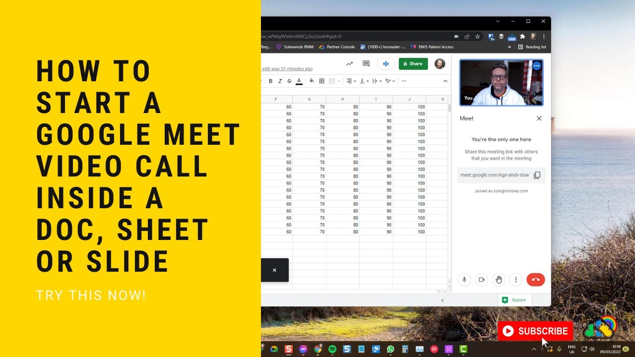 How to start a Google Meet video call from inside a Google Doc, Sheet or Slide
