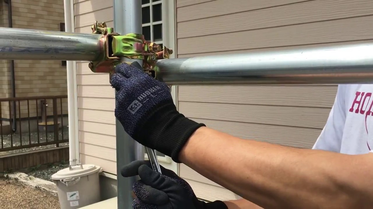 【ガレージDIY】単管パイプガレージ制作 #2 材料調達、インスタントモルタル 単管組み付け【RED BLASTER】