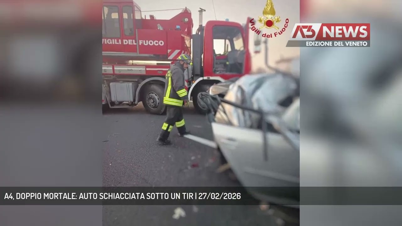 A4, DOPPIO MORTALE: AUTO SCHIACCIATA SOTTO UN TIR | 27/02/2026