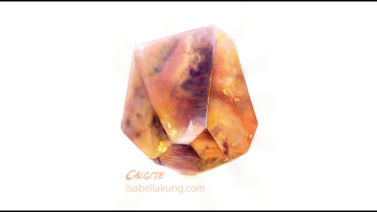 Calcite - Crystal Gem Watercolor Painting Tutorial (with voiceover!)