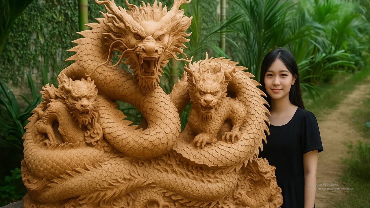 Резьба по дереву в виде необычного дракона — вьетнамский художник превращает древесину в волшебство!