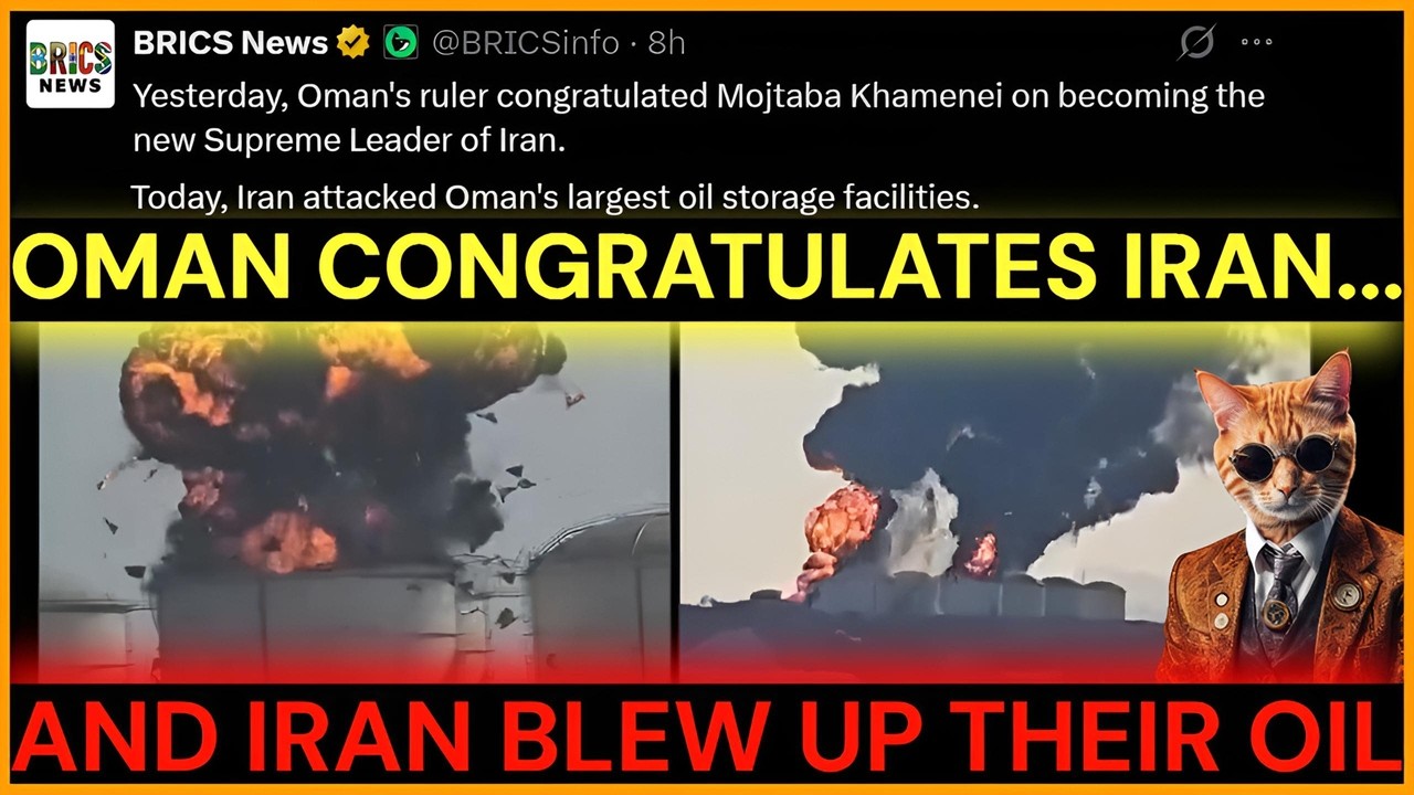 Уникальные кадры показывают, как иранский беспилотник бомбит Оман (нефтяной склад).