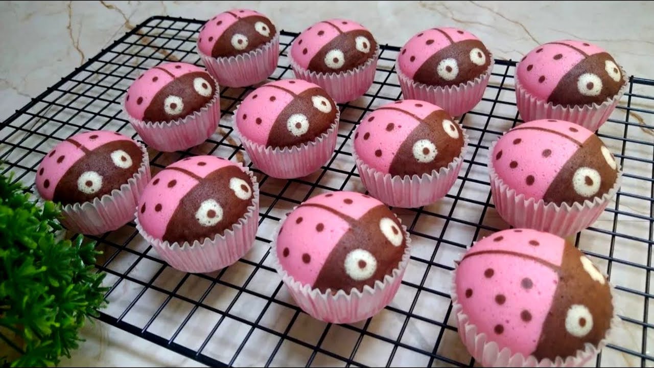 CupCake Kukus Bentuk Kumbang | Bolu Kukus Karakter | Lucu Banget, Disukai Anak