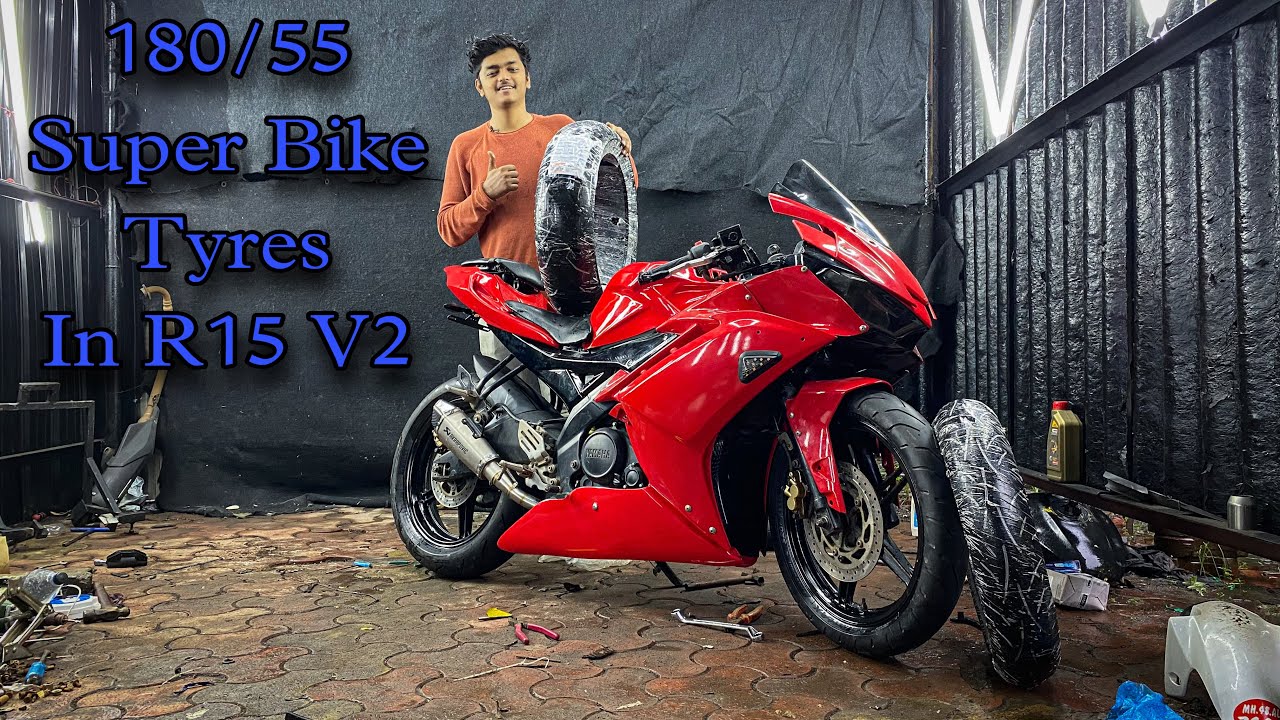 How To Install 180/55 Super Bike Tyres In R15v2 🔥