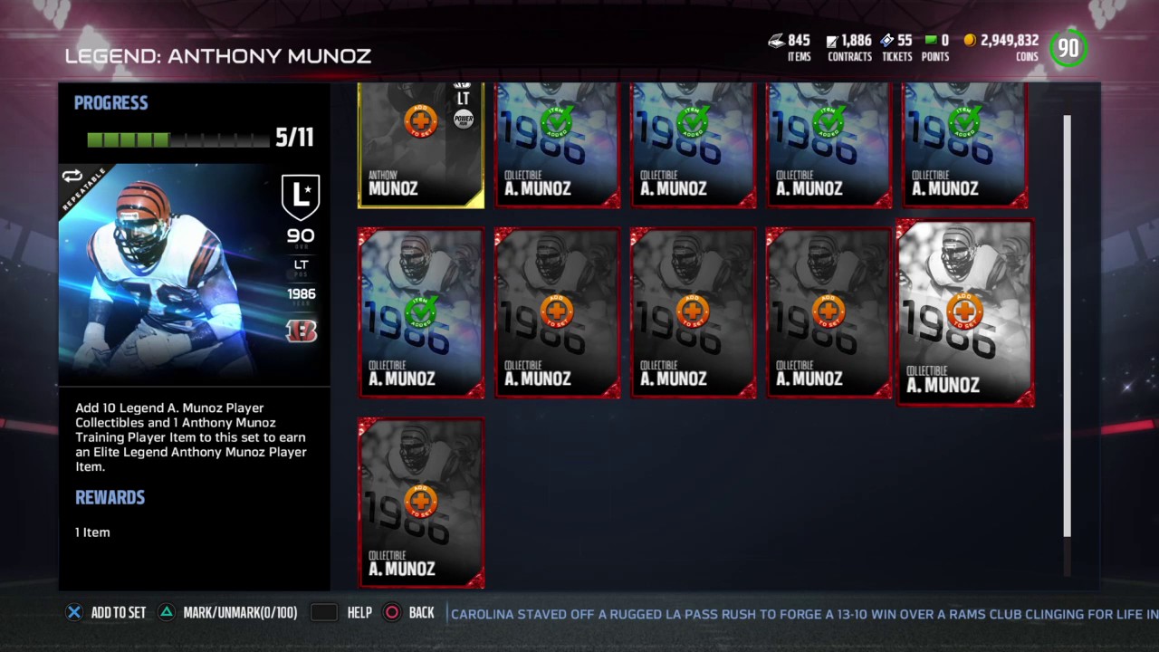 Madden NFL 17 Anthony Munoz Legend Collection MUT 17