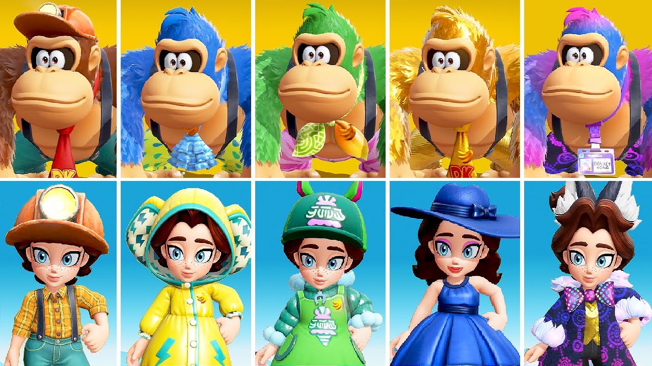 Donkey Kong Bananza - ALL Pauline & DK Outfits (DLC Included)