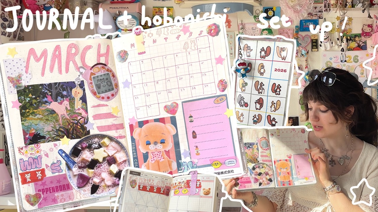 March journal with me ! .☘︎ ݁˖ hobonichi + leuchtturm1917 setup ౨ৎ⋆˚｡⋆