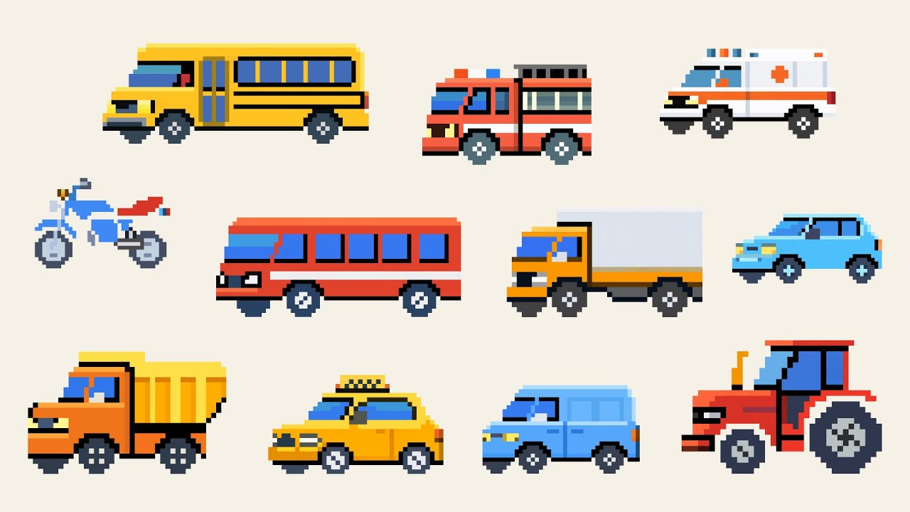 Street Vehicles: Car, Taxi, Ambulance & More | Pixel Art