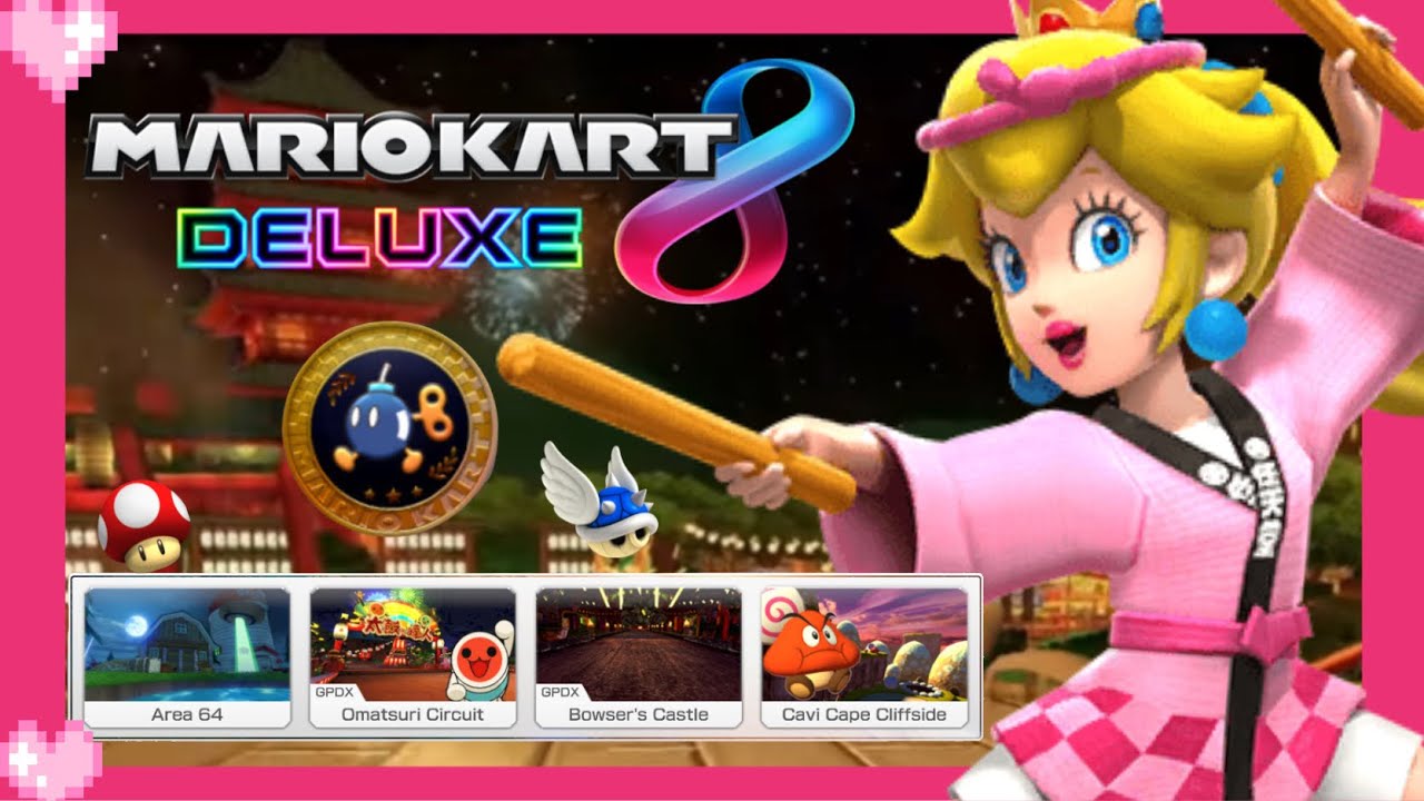 💗 Mario Kart 8 Deluxe (Bob-omb Cup) Happi Peach Gameplay 💗