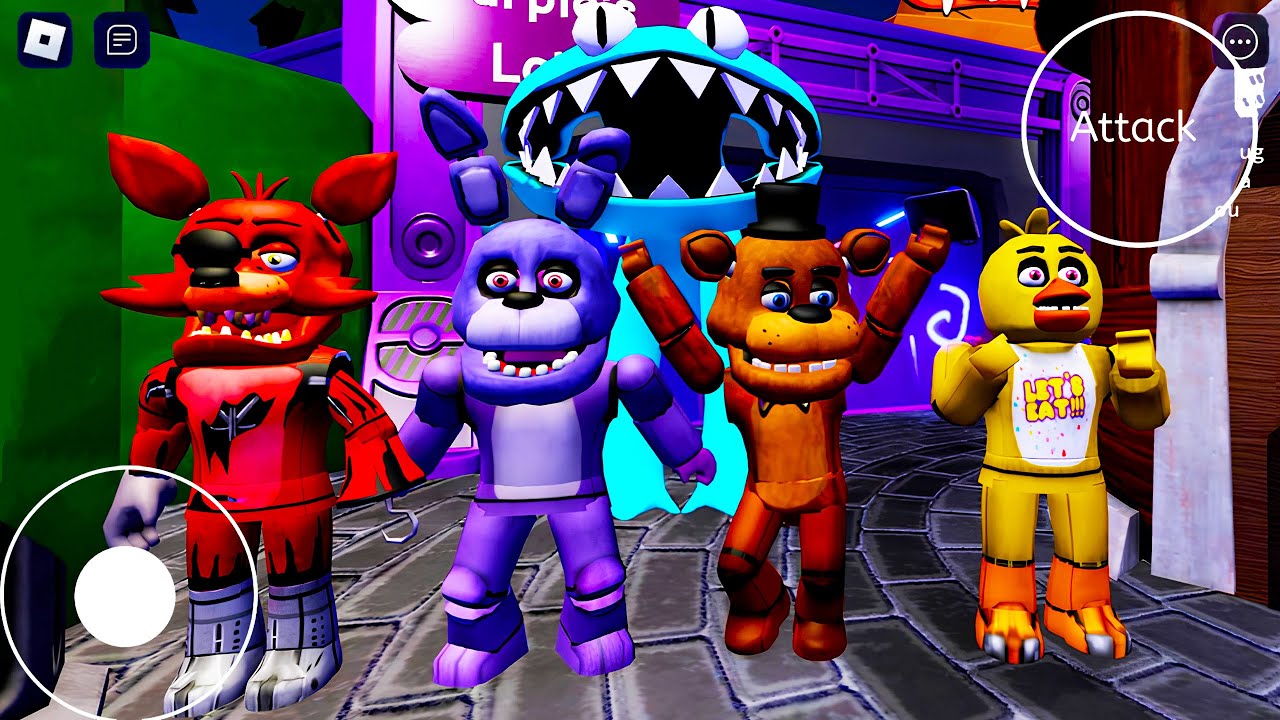 Playing as Freddy Bonnie Foxy Chica from FNAF Vs RAINBOW FRIENDS #roblox #fnaf