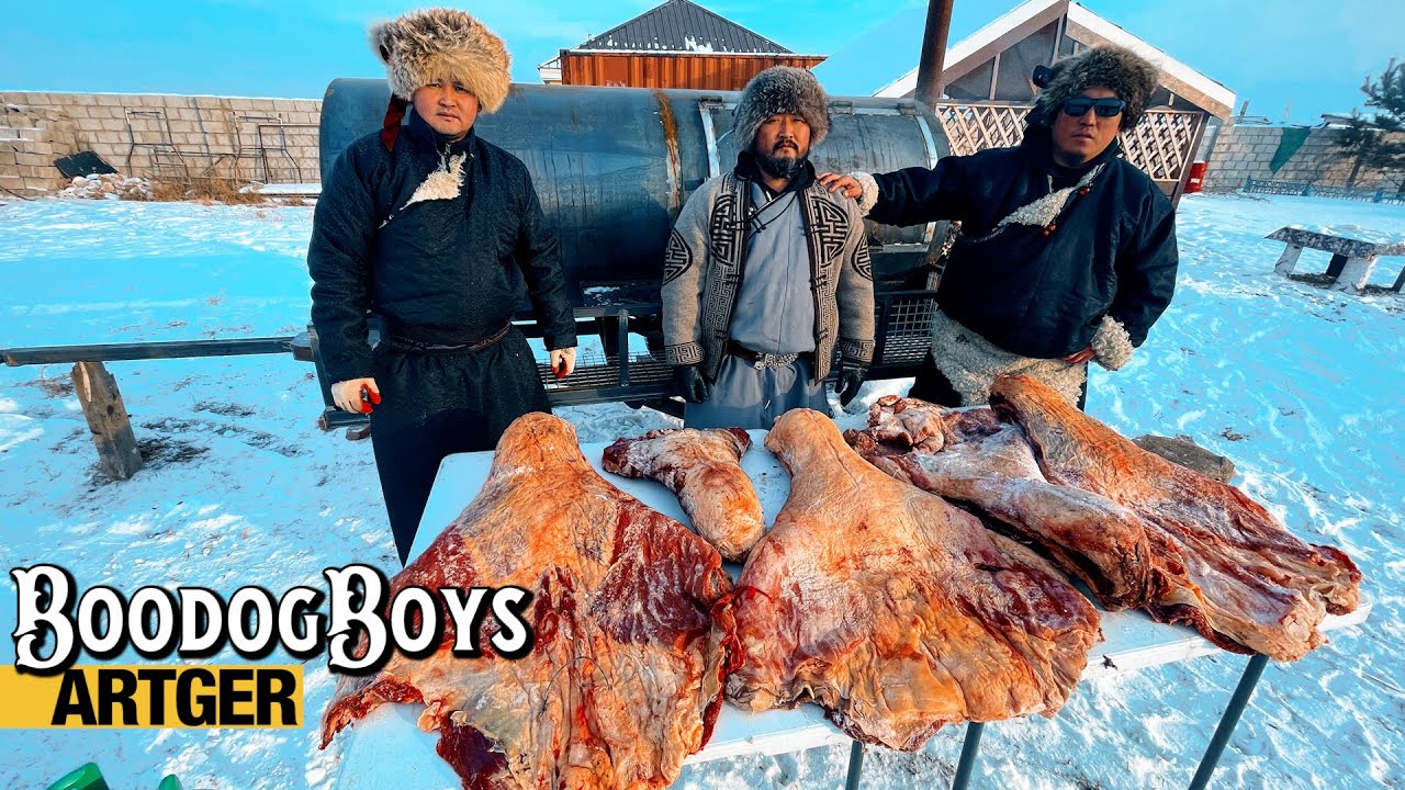 GIANT Beef Briskets in our GIANT SMOKER! Mongolian Lunar New Year Feast | Boodog Boys