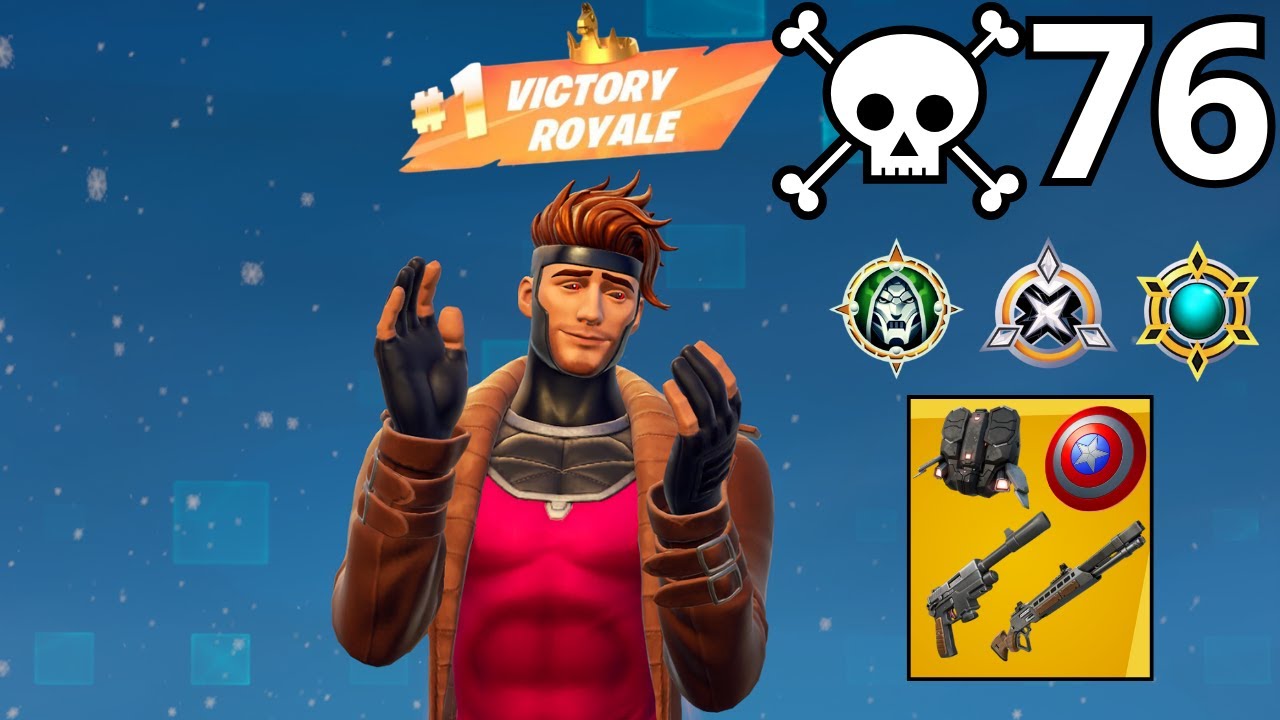 75 Elimination GAMBIT (X-MEN) Solo Vs Squads Zero Build Gameplay WINS (Fortnite Chapter 5 Season4)