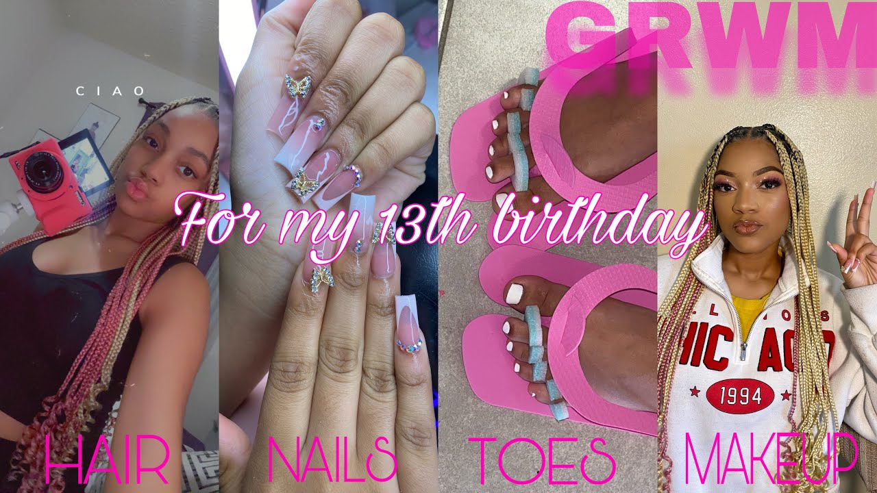 GRWM For My 13th Birthday + VLOG (Hair, Nails, Toes, Makeup) ♐️💗🥳