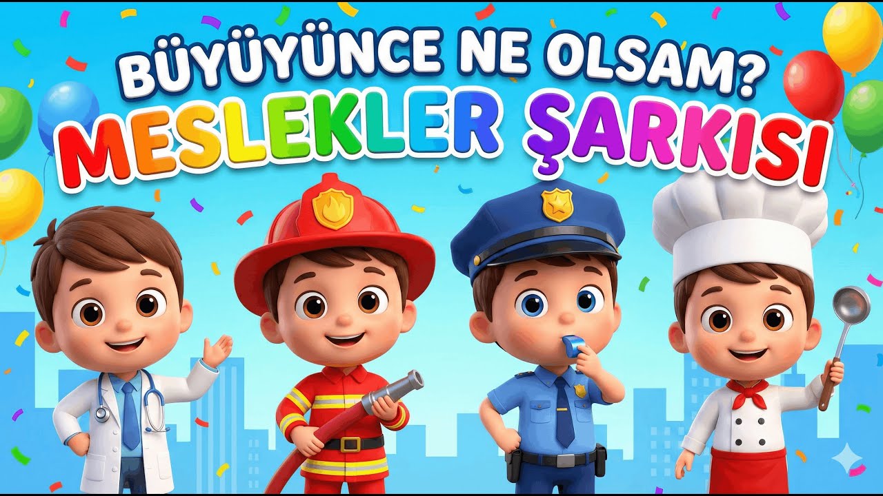 🚓 Polis, Doktor, İtfaiyeci ve Aşçı! 👨‍⚕️ Büyüyünce Ne Olsam? | Eğitici Meslekler Şarkısı