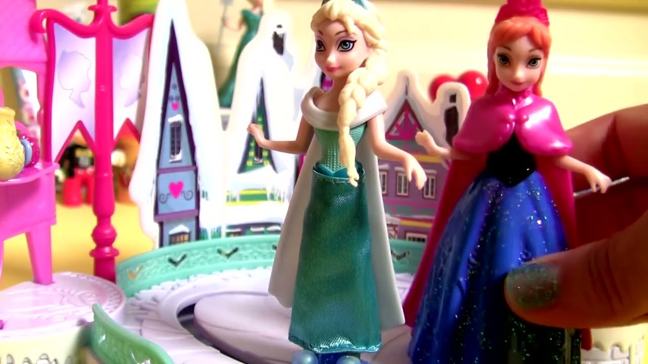 Disney Frozen Elsa's Ice Skating Rink set Winter Kids Toy Play Doh Princess Anna Elsa Magiclip dolls