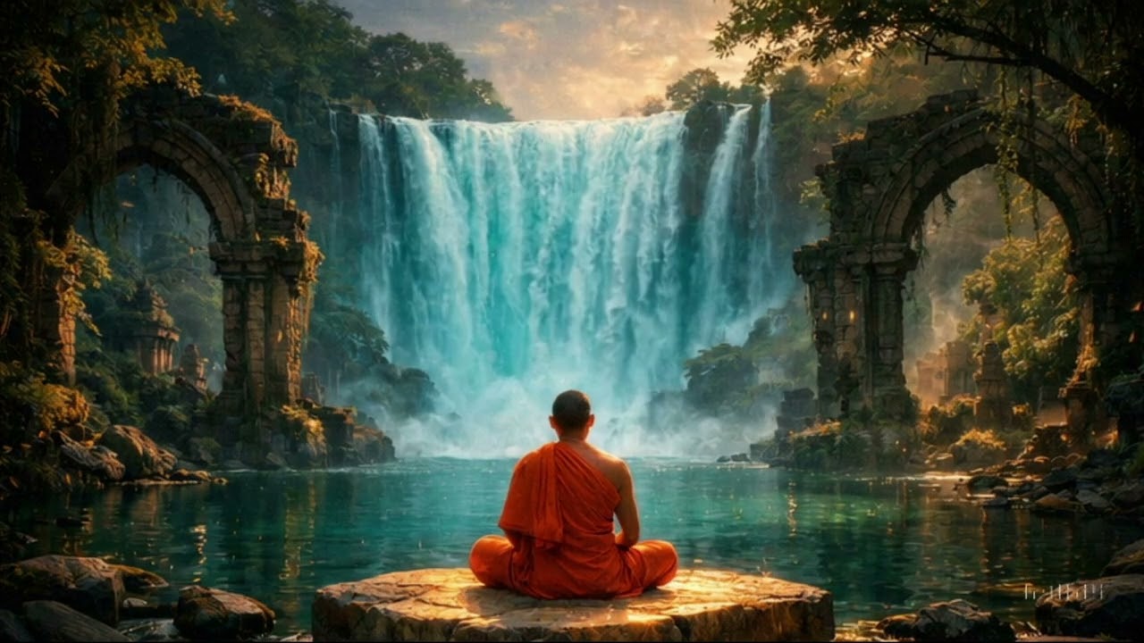 Sacred Waterfall Meditation | 20 Minutes of Monk Stillness & Inner Calm