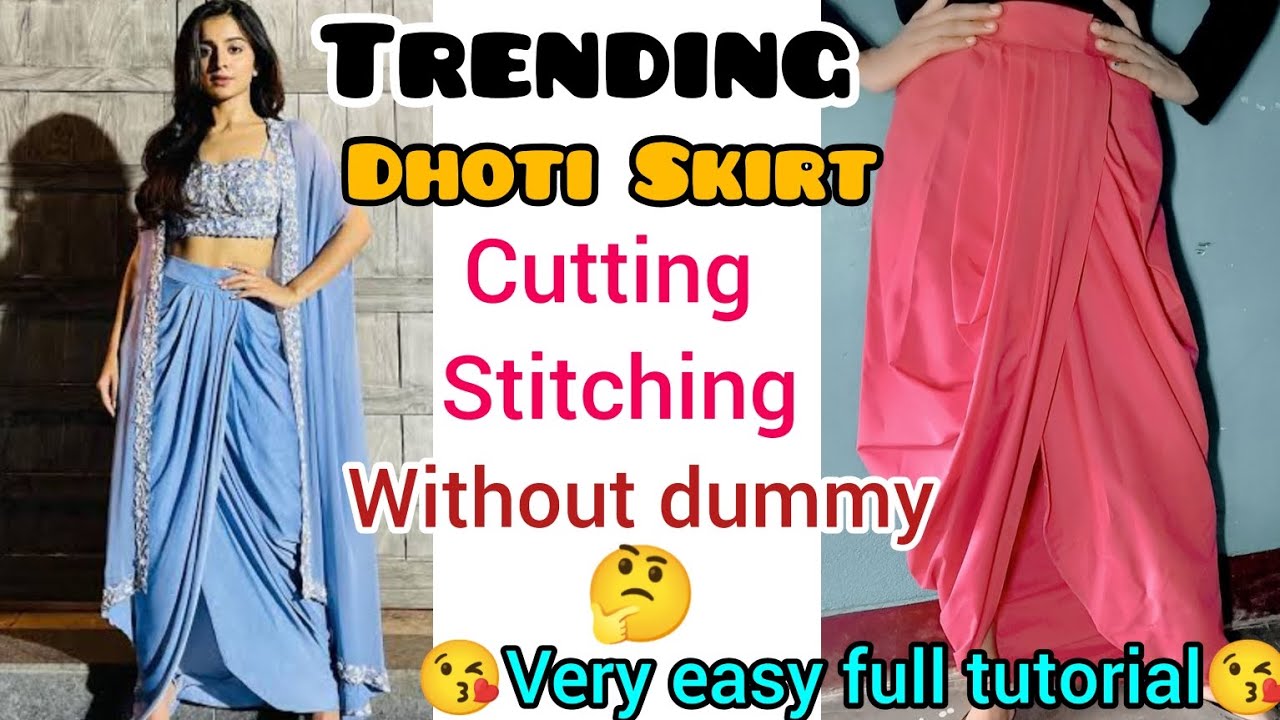 latest dhoti Skirt बनाये आसानी से||draping Skirt Cutting Stitching||draped/Cowl Skirt||without dummy