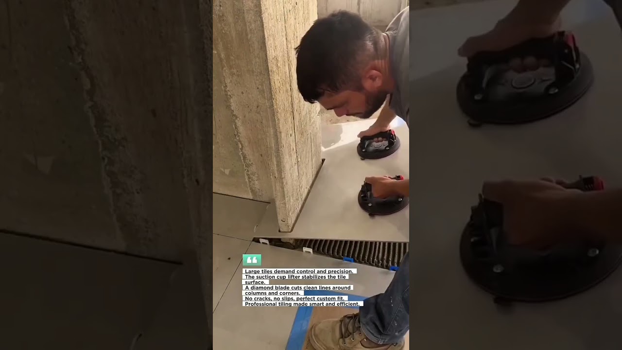 Perfect Large Tile Cutting Using Suction Cup Tool 