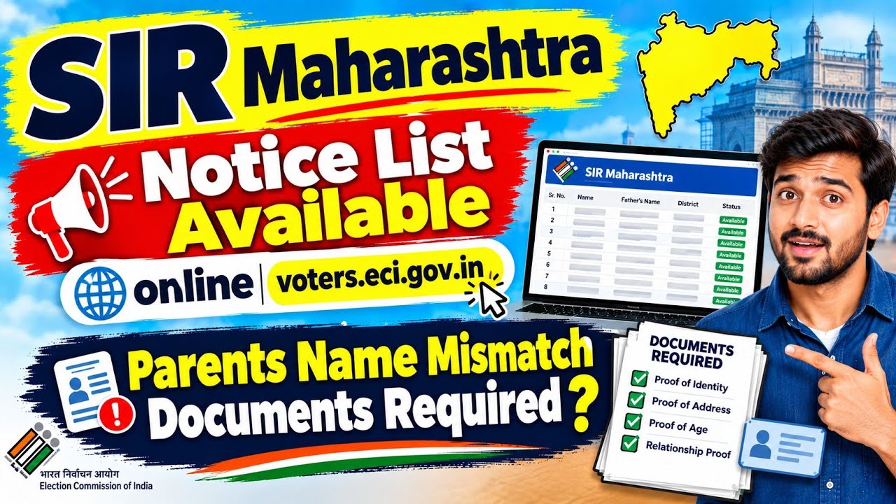 Maharashtra SIR Notice Update | SIR Parents Name Mismatch Documents Required 