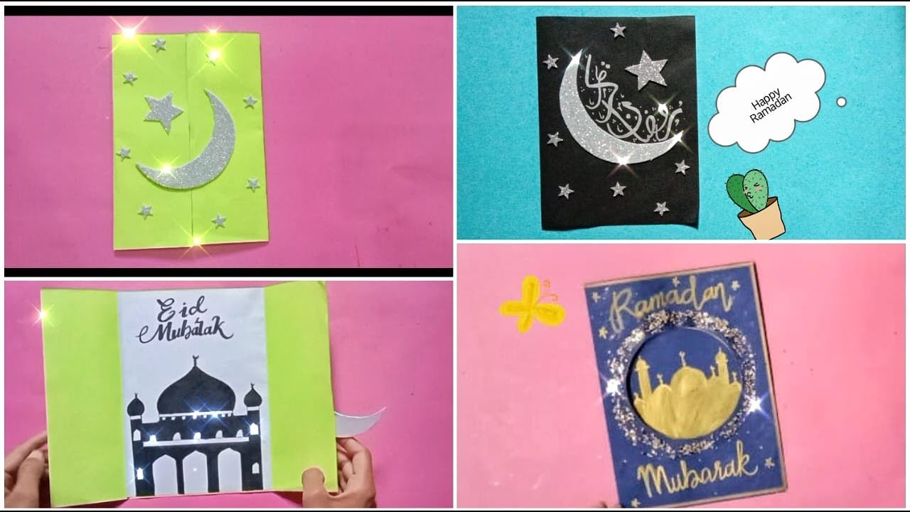 3 Ramadan mubarak card ideas|handmade greeting card idea|how to make card for eid|me art and craft