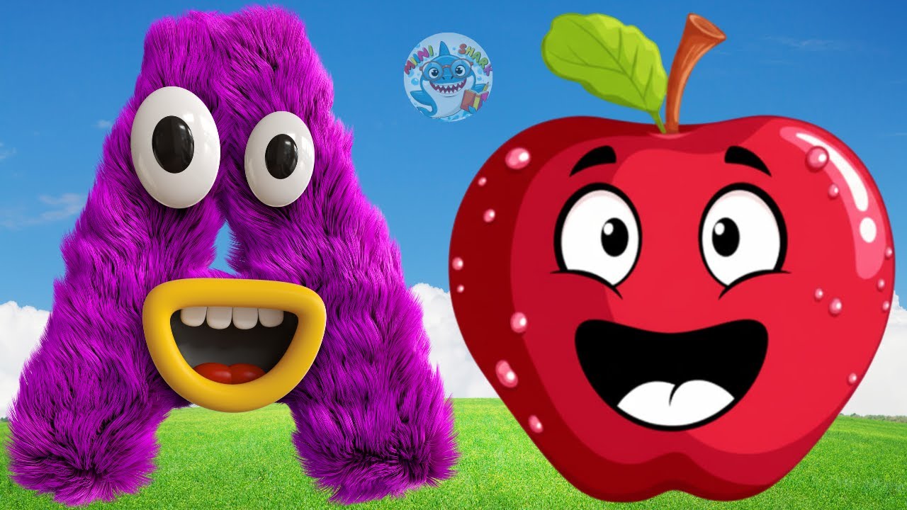 A is for Apple | A A Apple | A to Z Alphabet | ABC Phonics Song for Kids |  Mini Shark #kidssongs