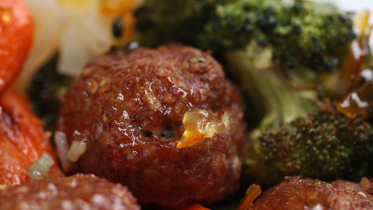 Orange-Glazed Meatballs And Veggies