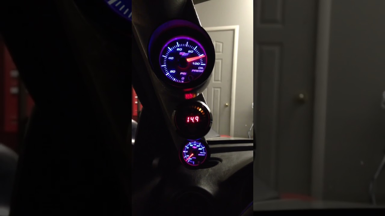 Glow shift and AEM gauges in my Hawkeye Subaru WRX