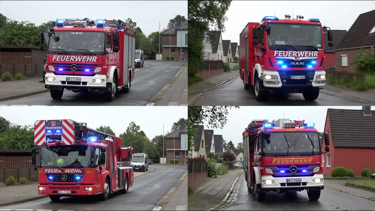 [GROßBRAND auf BAUBETRIEBSHOF!] Einsatzfahrten Feuerwehr und Rettungsdienst Kreis Dithmarschen