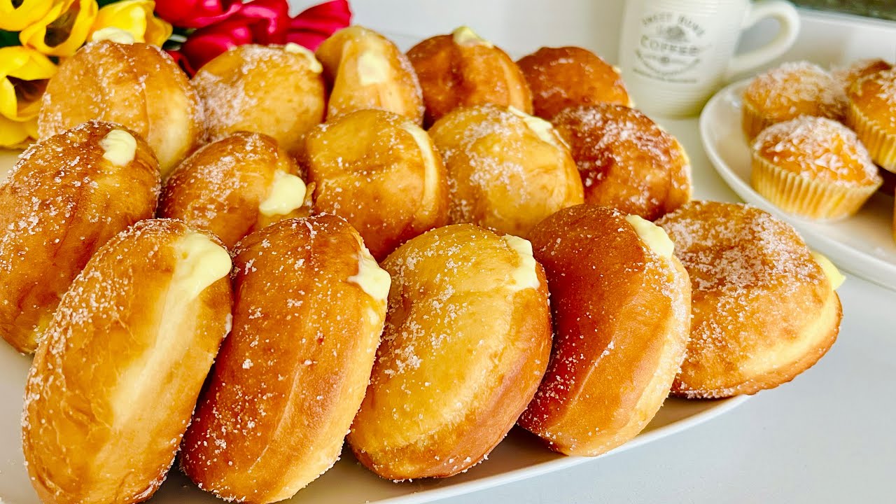 Если у вас есть молоко, мука и сахар, приготовьте эти вкусные пончики! Легко и Мягко!#asmr