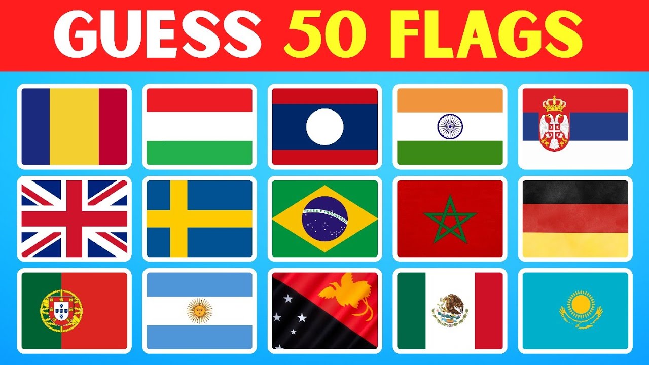 Guess The FLAG Quiz 🌎 | 50 Countries (Easy To Hard)