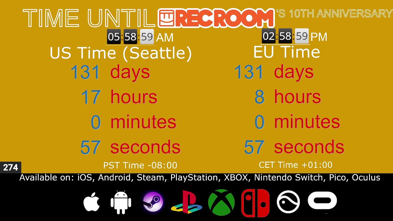 TIME UNTIL RECROOM'S 10TH ANNIVERSARY