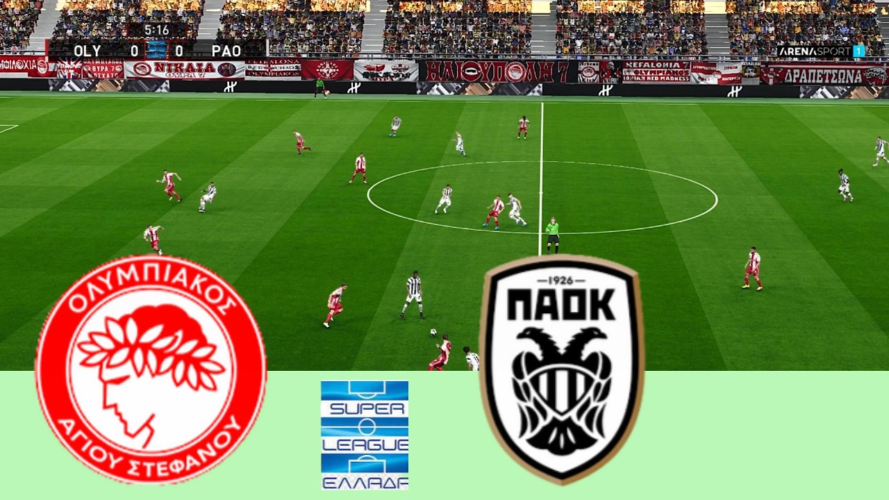 Ολυμπιακός vs ΠΑΟΚ – Super League Ελλάδας 25/26 | Πλήρης Αγώνας & Όλα τα Γκολ | PES 2021 Simulation