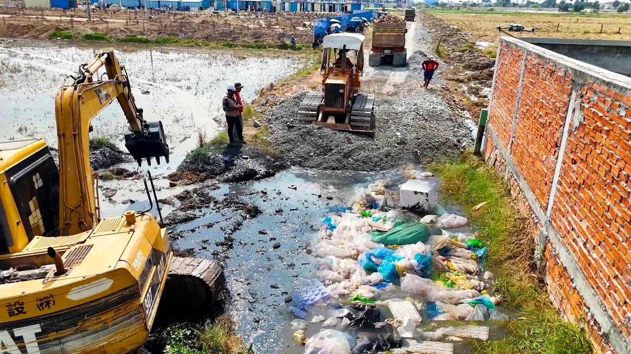 Perfectly Update Project! Fill Land Culvert Clogged, Garbage Dump & Clear Push Trash by Skills Dozer