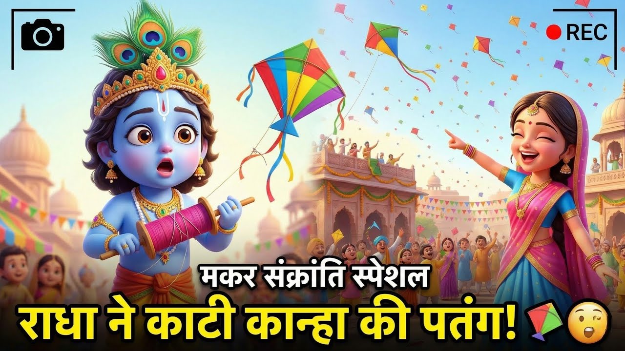 राधा और कृष्ण की मकर संक्रांति! 💛 Makkhan, Masti और Patangbazi | Krishna Animated Story